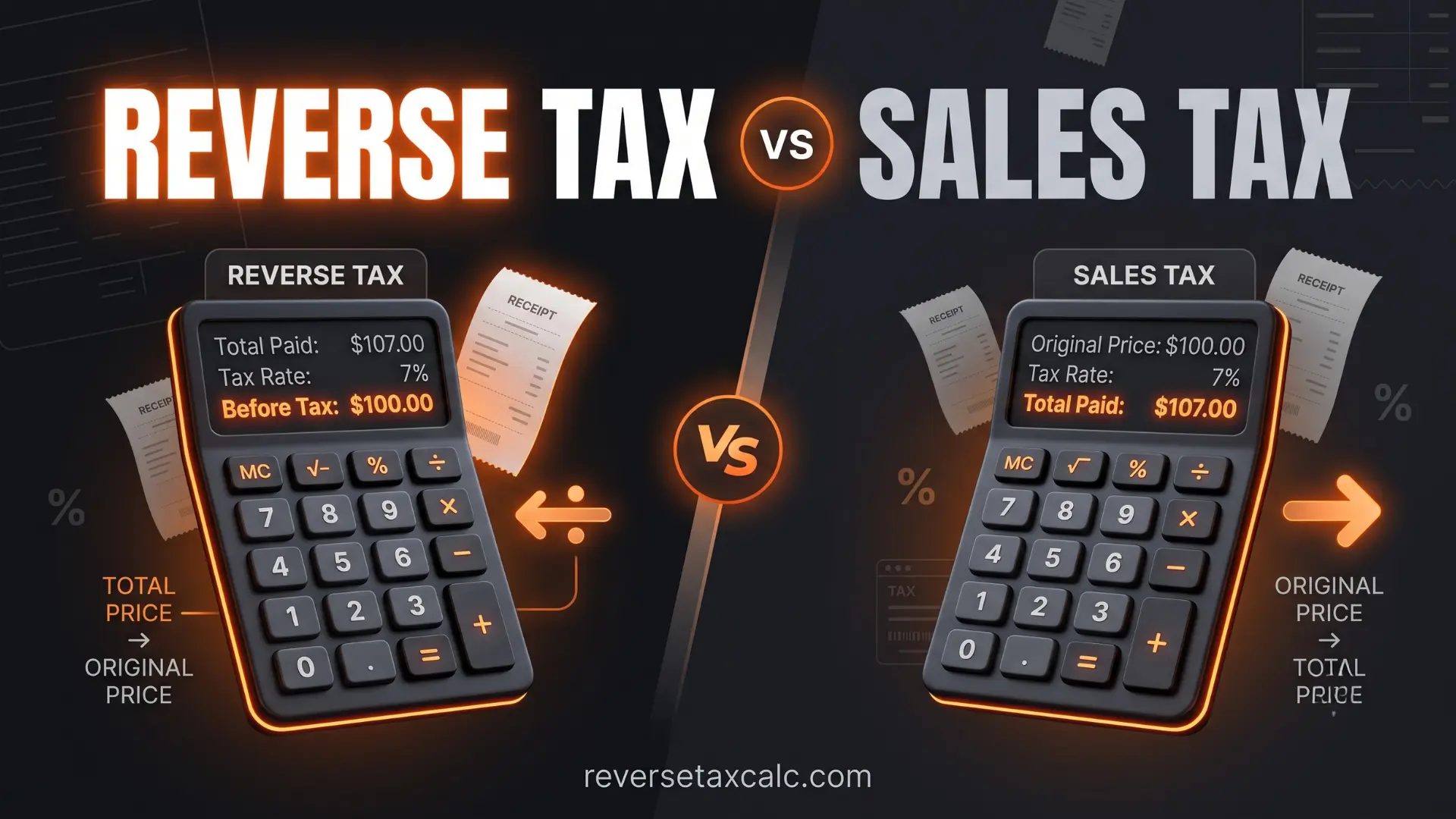Reverse Sales Tax Calculator vs Sales Tax Calculator