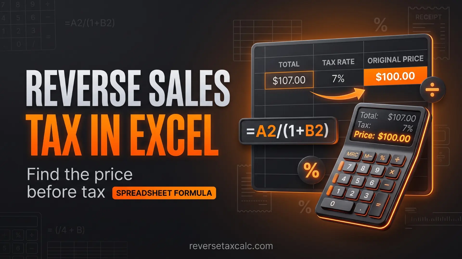 How to Calculate Reverse Sales Tax in Excel
