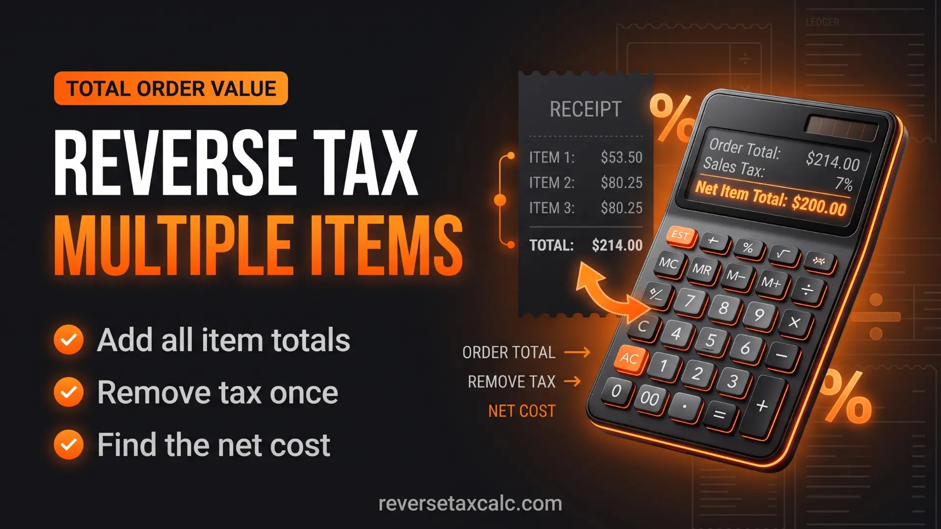 Reverse Tax Calculation for Multiple Items